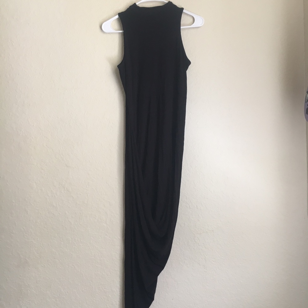 Black High-Neck Asymmetrical Dress